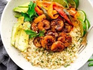 Shrimp Fajita With Cauliflower Rice